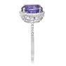 3 Carat Oval Shape Created Tanzanite and Diamond Halo Ring In Sterling Silver Image-4
