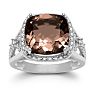 5 1/3 Carat Cushion Cut Halo Style Smoky Quartz Ring In Sterling Silver Image-1