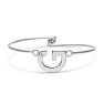 "G" Initial Bangle Bracelet With Cubic Zirconia Accent Image-1