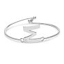 Initial "M" Bangle Bracelet With Cubic Zirconia Accent Image-1