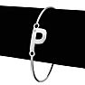Initial "P" Bangle Bracelet With Cubic Zirconia Accent Image-3