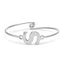 "S" Initial Bangle Bracelet With Cubic Zirconia Accent Image-1