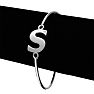 "S" Initial Bangle Bracelet With Cubic Zirconia Accent Image-3