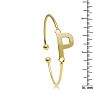 Yellow Gold "P" Initial Bangle Bracelet  Image-3