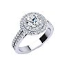 1 1/2 Carat Double Halo Round Diamond Engagement Ring in 14K White Gold Image-2