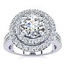 2 Carat Double Halo Round Diamond Engagement Ring in 14K White Gold Image-1