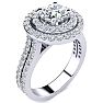 2 Carat Double Halo Round Diamond Engagement Ring in 14K White Gold Image-2