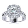 1 1/2 Carat Double Halo Cushion Cut Diamond Engagement Ring in 14 Karat White Gold
 Image-1