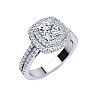 2 Carat Double Halo Cushion Cut Diamond Engagement Ring in 14 Karat White Gold Image-2