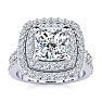 2 1/2 Carat Double Halo Diamond Engagement Ring in 14k White Gold Image-1