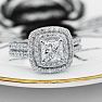 2 1/2 Carat Double Halo Diamond Engagement Ring in 14k White Gold Image-4