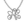 Letter A Diamond Initial Necklace In White Gold With 6 Diamonds Image-1