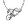Letter F Diamond Initial Necklace In White Gold With 6 Diamonds Image-1