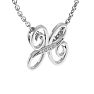 Letter H Diamond Initial Necklace In White Gold With 6 Diamonds Image-2