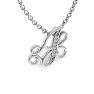 Letter J Diamond Initial Necklace In White Gold With 6 Diamonds Image-2