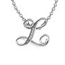 Letter L Diamond Initial Necklace In White Gold With 6 Diamonds Image-1