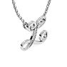 Letter L Diamond Initial Necklace In White Gold With 6 Diamonds Image-3
