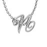 Letter N Diamond Initial Necklace In White Gold With 6 Diamonds Image-2