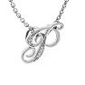 Letter P Diamond Initial Necklace In White Gold With 6 Diamonds Image-2
