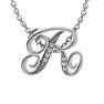 Letter R Diamond Initial Necklace In White Gold With 6 Diamonds Image-1