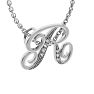 Letter R Diamond Initial Necklace In White Gold With 6 Diamonds Image-2