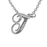 Letter T Diamond Initial Necklace In White Gold With 6 Diamonds Image-1