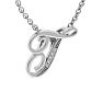 Letter T Diamond Initial Necklace In White Gold With 6 Diamonds Image-2