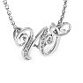 Letter W Diamond Initial Necklace In White Gold With 6 Diamonds Image-2