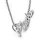 Letter W Diamond Initial Necklace In White Gold With 6 Diamonds Image-4
