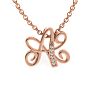 Letter A Diamond Initial Necklace In Rose Gold With 6 Diamonds Image-1