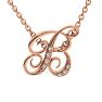 Letter B Diamond Initial Necklace In Rose Gold With 6 Diamonds Image-1