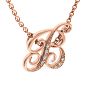 Letter B Diamond Initial Necklace In Rose Gold With 6 Diamonds Image-2