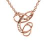 Letter C Diamond Initial Necklace In Rose Gold With 6 Diamonds Image-1