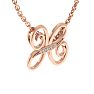 Letter H Diamond Initial Necklace In Rose Gold With 6 Diamonds Image-2