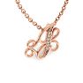 Letter J Diamond Initial Necklace In Rose Gold With 6 Diamonds Image-2