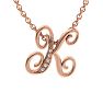Letter K Diamond Initial Necklace In Rose Gold With 6 Diamonds Image-1