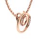 Letter O Diamond Initial Necklace In Rose Gold With 6 Diamonds Image-3