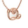 Letter Q Diamond Initial Necklace In Rose Gold With 6 Diamonds Image-2