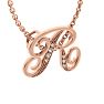 Letter R Diamond Initial Necklace In Rose Gold With 6 Diamonds Image-2