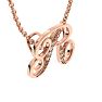 Letter R Diamond Initial Necklace In Rose Gold With 6 Diamonds Image-3