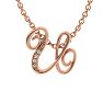 Letter U Diamond Initial Necklace In Rose Gold With 6 Diamonds Image-1