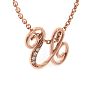Letter U Diamond Initial Necklace In Rose Gold With 6 Diamonds Image-2