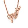 Letter W Diamond Initial Necklace In Rose Gold With 6 Diamonds Image-4