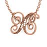 Letter X Diamond Initial Necklace In Rose Gold With 6 Diamonds Image-1