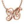 Letter X Diamond Initial Necklace In Rose Gold With 6 Diamonds Image-2