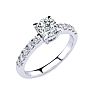 1 1/3 Carat Traditional Diamond Engagement Ring with 1 Carat Center Cushion Cut Solitaire In White Gold  Image-2