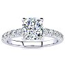 1 3/4 Carat Traditional Diamond Engagement Ring with 1 1/2 Carat Center Cushion Cut Solitaire In White Gold  Image-1