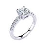 1 3/4 Carat Traditional Diamond Engagement Ring with 1 1/2 Carat Center Cushion Cut Solitaire In White Gold  Image-2