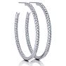 14K White Gold 1 Carat Diamond Three Quarter Hoop Earrings Image-1