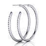 14K White Gold 1 Carat Diamond Three Quarter Hoop Earrings Image-3